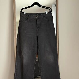 Banana Republic Distressed Black Wide-Leg Jeans